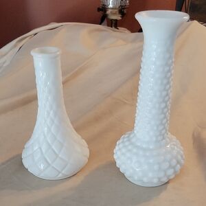 Milk Glass Vases. E O Brody. And Indiana Glass. Vintage